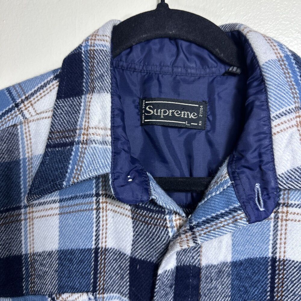Supreme Vintage Flannel Shirt Men’s Made In Korea Size Blue Plaid Long Sleeve L